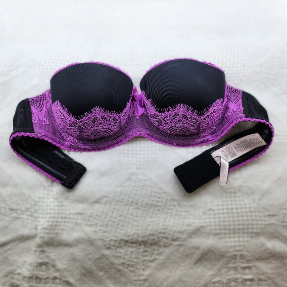 La Senza Black & Purple Lace Underwire Strapless Bra - Picture 5 of 10